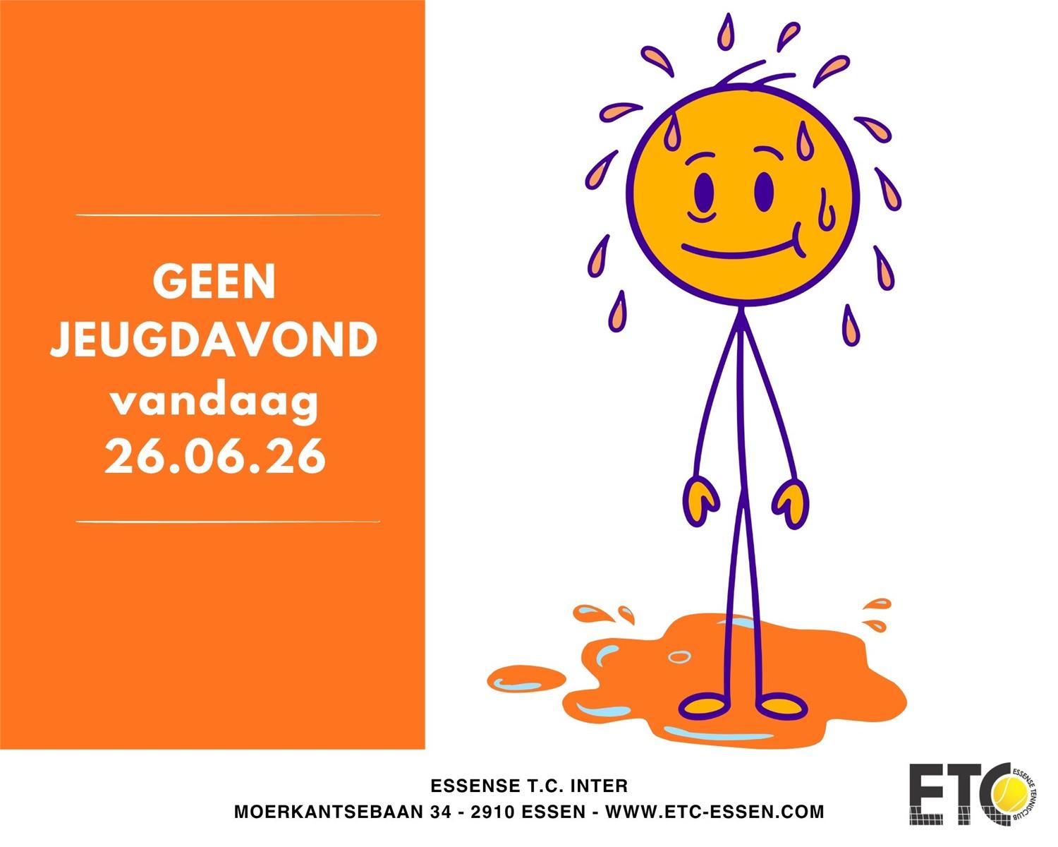 Geen ETC jeugdavond 26 juni